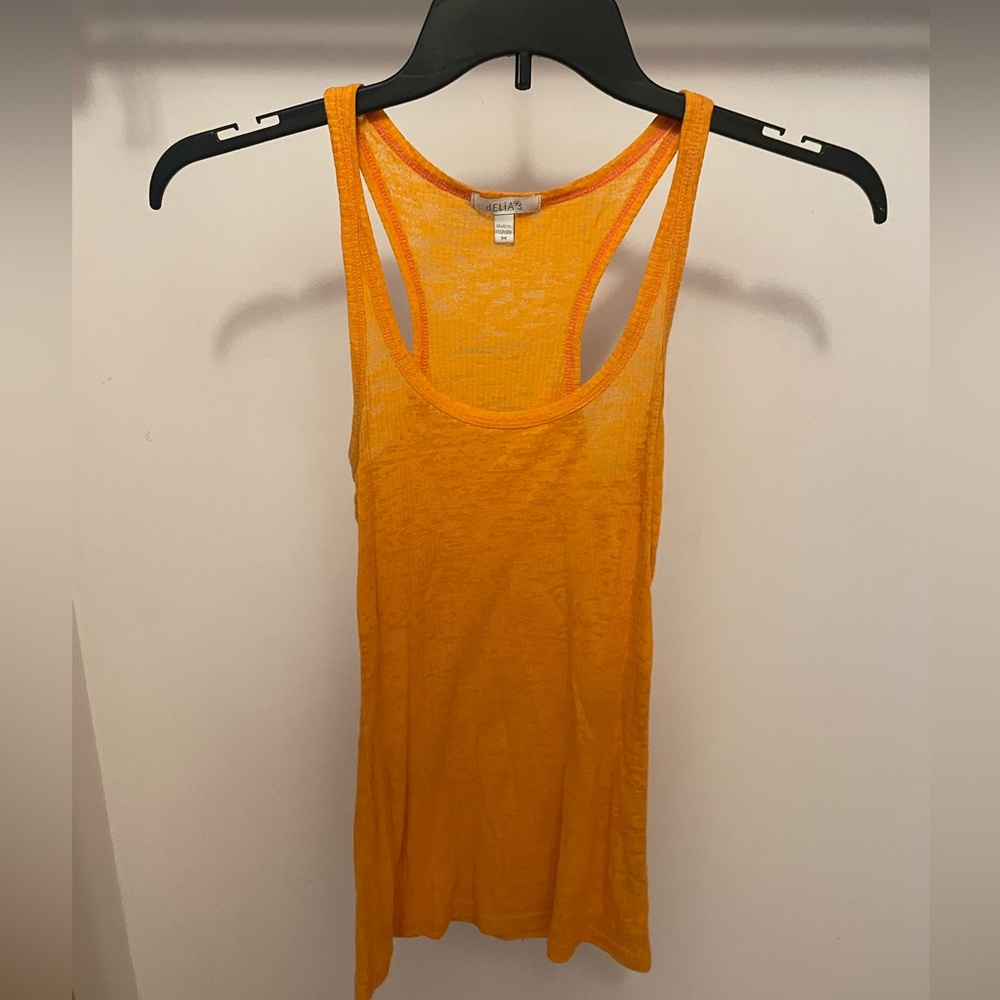 Tangerine Mesh-like Tank Top